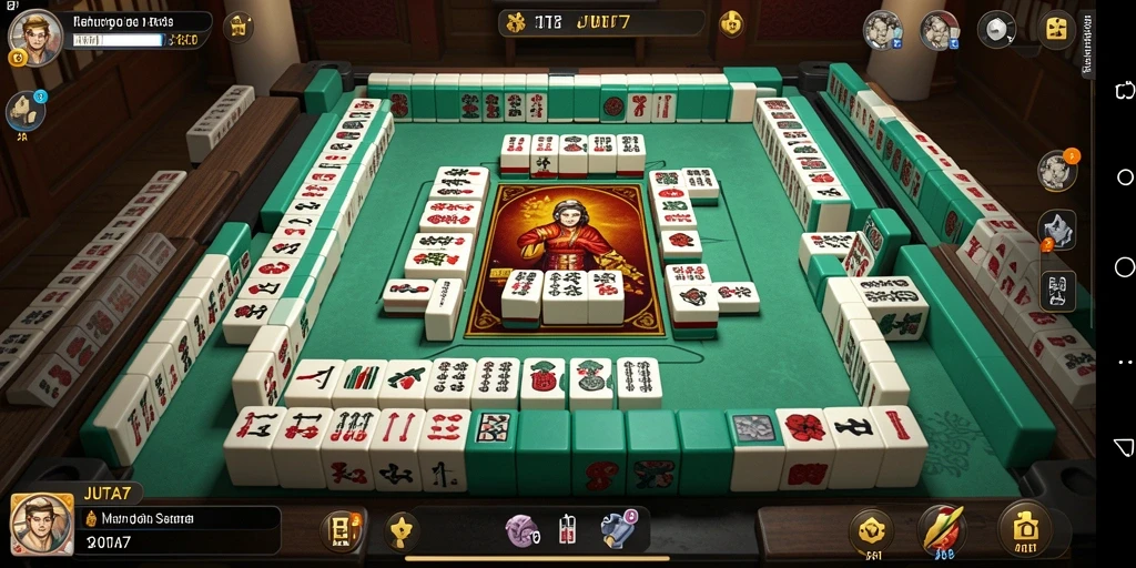 Tampilan gameplay seru dan menarik dari permainan Mahjong JUTA7.