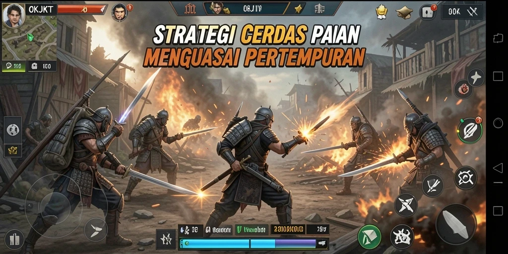 Screenshot gameplay OKJKT menampilkan aksi pertempuran yang strategis.