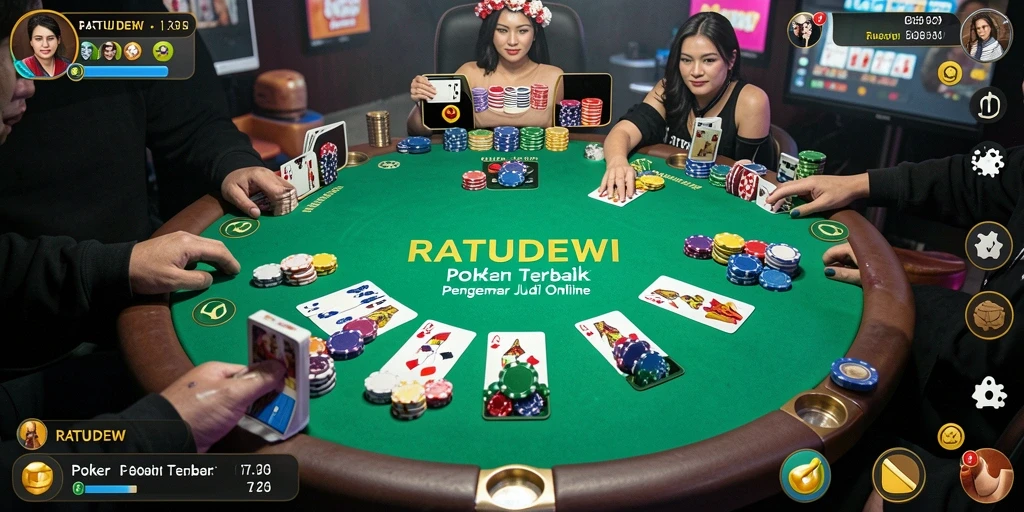 Tampilan gameplay Poker yang menarik dan interaktif di RATUDEWI.